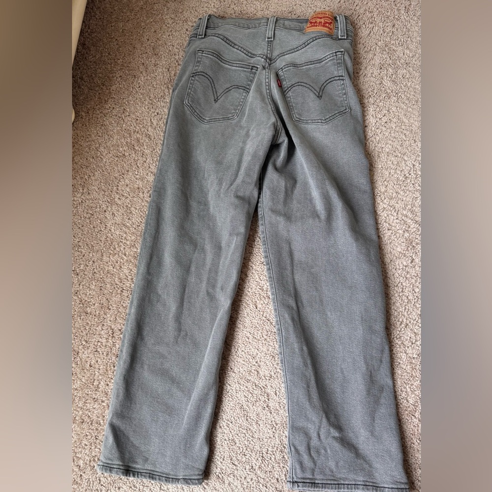 Levi's Gray Straight Leg  ribcage ankle Jeans